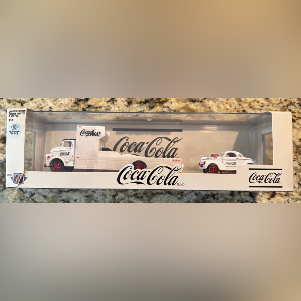 M2 Coca-Cola Hauler Chase w/ 1957 Dodge coe & 1941 
Willys Gasser NIB